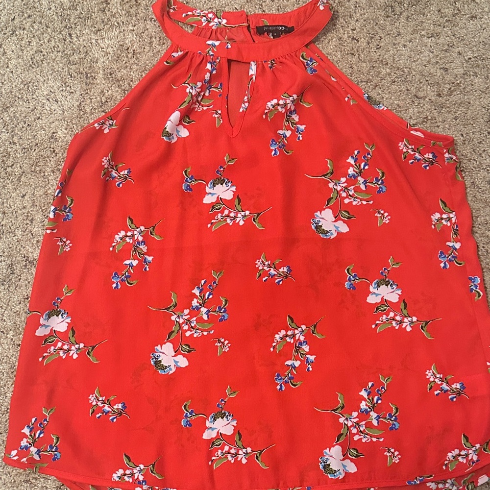 Papermoon Red Floral Halter Blouse